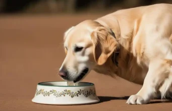 Hohe Temperaturen – auch der Hund muss genug trinken Hund mit Wassernapf