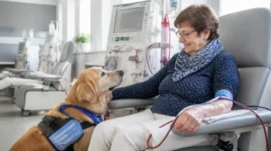 Therapiebegleithund in einemDialysezentrum